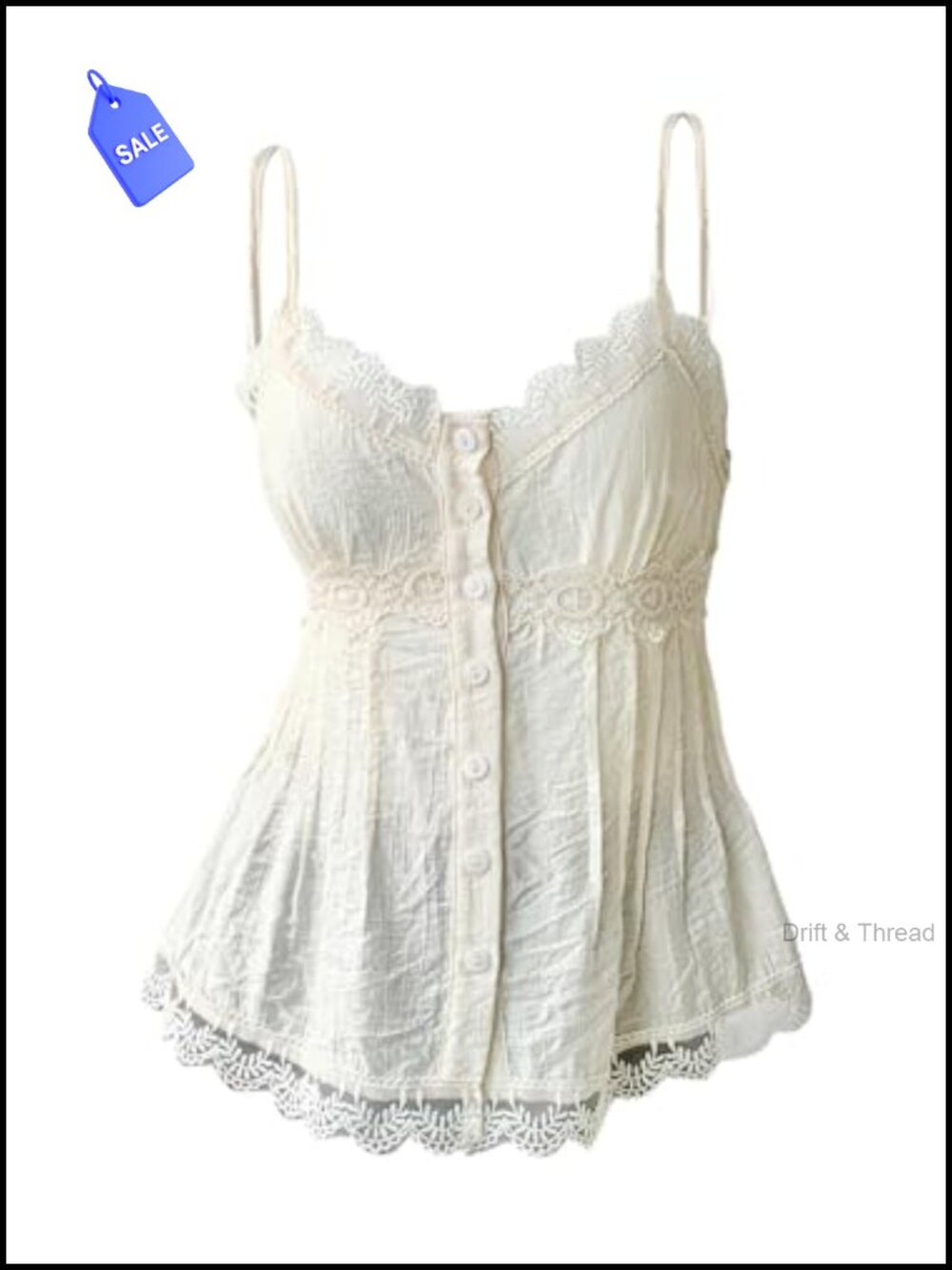 Lace Cami Top Spaghetti Strap Button Front Sleeveless Babydoll Going Out Top